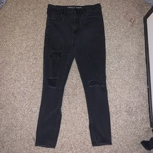 Distressed Black Hi-Rise Jeggings